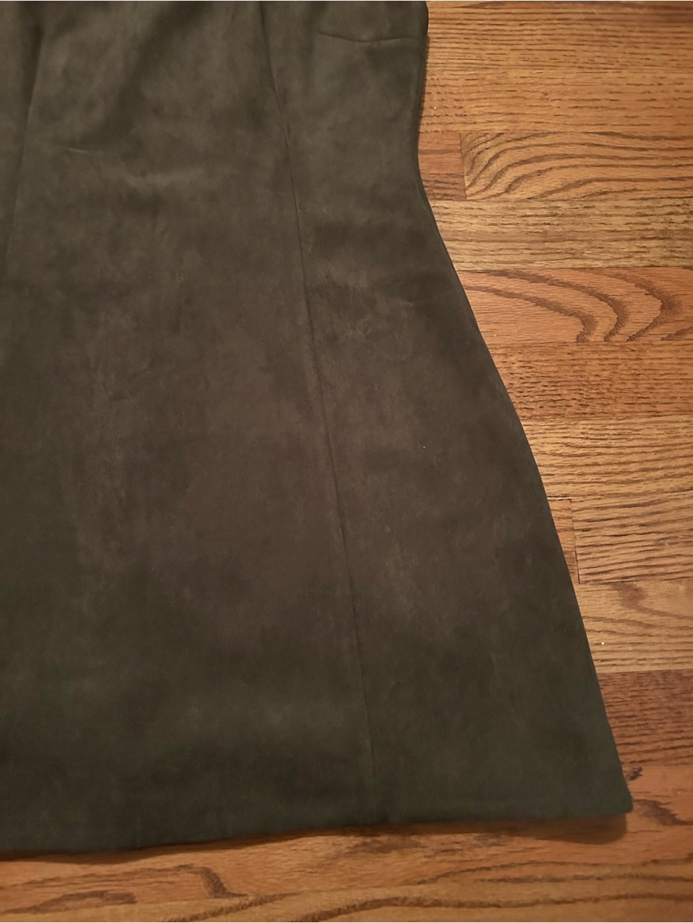 Sofie the Label Women’s Sz M Faux Suede Dark Olive Green A-Line Dress - Picture 4 of 11